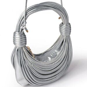 Knotted Noodle Bag HOBO Handbag Faux Leather New Unique Design Shoulder Bag